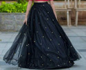 FifthFlair Embroidered Semi Stitched Lehenga Skirt (Black)