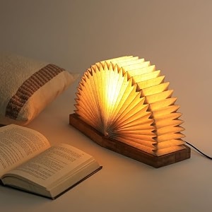 fig foldable linen book table lamp  crafted from 100 european linen  patented designs  19 x 24 cm  ideal lamp for living room decoration bedroom office  25m cord