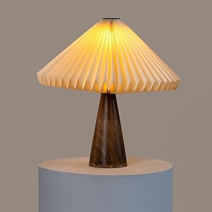 fig ballet table lamp  laminated paper origami lampshade with mango wood base  dust and water resistant  ideal lamp for living room decoration bedroom office