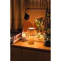 FIG Living Petite Table Lamp (Brown) | 25cm Tall Handwoven Raffia Lamp with Pleated Shade | Home Decoration &amp; Gifting | Japandi-Inspired Bedside &amp; Living Room Lamp Light | 2.5M Cord with On/Off Switch
