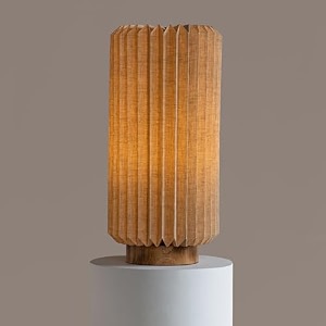 fig living serenity table lamp  55 cm tall european linen lampshade with mango wood base  patented design  ideal lamp for living room decoration bedroom office  25m cord  wedding gift