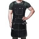 FIGHTECH Leather Welding Apron 11 Tool Pockets Heavy Duty - Wood Working Shop Apron Men Blacksmith Carpenter Adjustable M-XXL