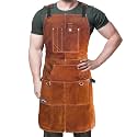 FIGHTECH Leather Welding Apron 11 Tool Pockets Heavy Duty - Wood Working Shop Apron Men Blacksmith Carpenter Adjustable M-XXL