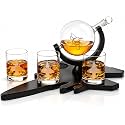 Fighter Jet Wine &amp; Whiskey Decanter Set F16, F15, F18, F22 with 3 Glasses The Wine Savant - Bourbon, Scotch, Vodka, Pilot, Aviation Gifts, Airplane Figurine, Military Veteran Gifts, Airplane Gifts