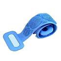 FIGMENT Silicone Body Back Scrubber - Blue Double Side Bathing Brush for Skin Deep Cleaning Massage | Dead Skin Removal Exfoliating Belt for Shower| Back Body Scruber