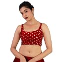 FIGURE'S DESIGNER Women's Sleeveless Square Round Neck Sequin Embroidered Readymade Saree Blouse E8