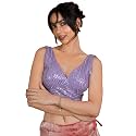 FIGURE'S DESIGNER Women's Sequin Embroidered SabyaSachi Cut Sweetheart V Neck Sleeveless Readymade Saree Blouse E30