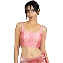 FIGURE'S DESIGNER Women's Sleeveless Square Round Neck Sequin Embroidered Readymade Saree Blouse E8