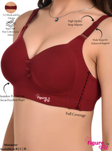 FigureFit Women Minimizer Heavily Padded Bra Maroon