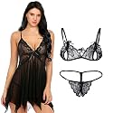 Spandex Net Babydoll Nighty Honeymoon Lingerie Combo Pack of 2.