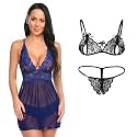 Spandex Net Babydoll Nighty Honeymoon Lingerie Combo Pack of 2.