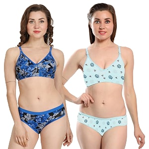 Solid Printed Polka Cotton Bra Panty