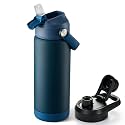 Fijinhom 18 oz Insulated Water Bottle with 2 Lids, Stainless Steel Water Bottles, Double Wall Vacuum, Portable Handle &amp; Non-slip Bottom, BPA Free Leak Proof Metal Bottles, Keep Cold 24H, Dark Blue