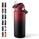 Fijinhom 24 oz Insulated Water Bottle with Straw Lid, Stainless Steel Water Bottles, Double Wall Vacuum, Portable Handle &amp; Non-slip Bottom, BPA Free Leak Proof Metal Bottles, Keep Cold 24H, Red/Black
