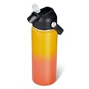 Fijinhom 18oz Insulated Stainless Steel Water Bottle, Wide Mouth Double Wall Vacuum, Silicone Straw, Sweat &amp; Leak Proof, BPA Free Insulated Water Flask for Travel, Keep Cold 24h Hot 12h, Orange