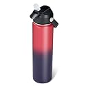 Fijinhom 24oz Insulated Stainless Steel Water Bottle, Wide Mouth Double Wall Vacuum, Silicone Straw, Sweat &amp; Leak Proof, BPA Free Insulated Water Flask for Travel, Keep Cold 24h Hot 12h, Red
