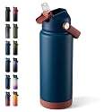 Fijinhom 24 oz Insulated Water Bottle with Straw Lid, Stainless Steel Water Bottles, Double Wall Vacuum, Portable Handle &amp; Non-slip Bottom, BPA Free Leak Proof Metal Bottles, Keep Cold 24H, Sapphire