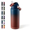 Fijinhom 24 oz Insulated Water Bottle with Straw Lid, Stainless Steel Water Bottles, Double Wall Vacuum, Portable Handle &amp; Non-slip Bottom, BPA Free Leak Proof Metal Bottles, Keep Cold 24H, Blue/Red