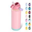 Fijinhom 24oz Insulated Stainless Steel Water Bottle, Wide Mouth Double Wall Vacuum, Silicone Straw, Sweat &amp; Leak Proof, BPA Free Insulated Water Flask for Travel, Keep Cold 24h Hot 12h, Cherry