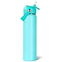 Fijinhom 24oz Insulated Stainless Steel Water Bottle, Wide Mouth Double Wall Vacuum, Silicone Straw, Sweat &amp; Leak Proof, BPA Free Insulated Water Flask for Travel, Keep Cold 24h Hot 12h, Sky