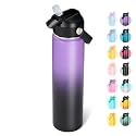 Fijinhom 24oz Insulated Stainless Steel Water Bottle, Wide Mouth Double Wall Vacuum, Silicone Straw, Sweat &amp; Leak Proof, BPA Free Insulated Water Flask for Travel, Purple &amp; Black