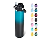Fijinhom 24oz Insulated Stainless Steel Water Bottle, Wide Mouth Double Wall Vacuum, Silicone Straw, Sweat &amp; Leak Proof, BPA Free Insulated Water Flask for Travel, Keep Cold 24h Hot 12h, Blue