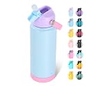 Fijinhom 24oz Insulated Stainless Steel Water Bottle, Wide Mouth Double Wall Vacuum, Silicone Straw, Sweat &amp; Leak Proof, BPA Free Insulated Water Flask for Travel, Keep Cold 24h Hot 12h, Light Purple