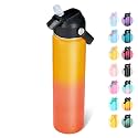 Fijinhom 24oz Insulated Stainless Steel Water Bottle, Wide Mouth Double Wall Vacuum, Silicone Straw, Sweat &amp; Leak Proof, BPA Free Insulated Water Flask for Travel, Keep Cold 24h Hot 12h, Orange