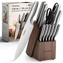 FIKSHOT 14 Pieces Knife Block Set German Stainless Steel with Sharpener