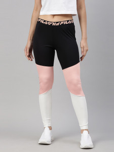 fila solid women black track pants