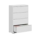 File Cabinet, 4 Drawer Metal File Cabinet with Lock, Lateral File Cabinet for Home and Office, Lateral File Cabinet for A4 Legal/Letter Size, Assembly Required (White, 4 Drawer)