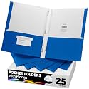 FILE-EZ Two-Pocket Folders with 3-Prong Fasteners, Blue Color, 25-Pack, Durable Textured Paper, Matte Finish, Letter Sheet Size (EZ-92523)