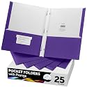 FILE-EZ Two-Pocket Folders with 3-Prong Fasteners, Purple Color, 25-Pack, Durable Textured Paper, Matte Finish, Letter Sheet Size (EZ-92545)