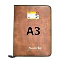 Filemate Executive A3 Zippered Document Portfolio Bag - Faux Crocodile Rexine File Folder with 20 Clear Sleeves, Internal Pockets, and Zipper - Organizer for Artists, Architects & Professionals