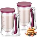 FillTouch 2 Pcs Handheld Batter Dispenser Squeeze Handle 4 Cups, Purple
