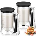 FillTouch 2 Pcs Handheld Batter Dispenser Squeeze Handle 4 Cups, Black