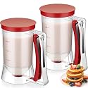 FillTouch 2 Pcs Handheld Batter Dispenser Squeeze Handle 4 Cups, Red