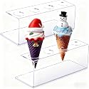 FillTouch 2 Pcs Ice Cream Cone Holder Waffle Cone Holder with 4 Holes 10.6 x 3.7 x 3.5 Inches Cupcake Sugar Stand Rack Display Cotton Candy for Party Buffets DIY