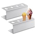 FillTouch 2 Pcs Ice Cream Waffle Cone Holder Stainless Steel 4 Holes