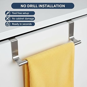 filox stainless steel towel holder for kitchen  9 inch over door cabinet towel hanger drawer amp cupboard hook rust resistant kitchen towel bar