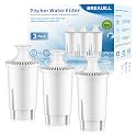BREAUILL Water Filter Replacement Compatible with Brita Pitchers and Dispensers, Water Filter by BREAUILL NSF Certified Water Pitcher Filter Compatible with Brita, Classic OB03, Mavea 107007(3 PCS)