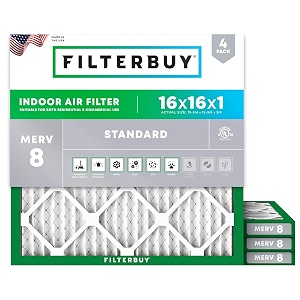 filterbuy 16x16x1 merv 8 pleated ac furnace air filter pack of 4 filters 16x16x1  silver