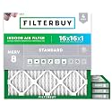 FilterBuy 16x16x1 MERV 8 Pleated AC Furnace Air Filter, (Pack of 4 Filters), 16x16x1 – Silver
