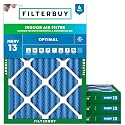 Filterbuy 19.5x24.5x2 Air Filter MERV 13 Smoke &amp; Allergy Defense (4-Pack)