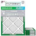 FilterBuy 24x30x1 MERV 8 Pleated AC Furnace Air Filter, (Pack of 4 Filters), 24x30x1 – Silver