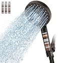 SR SUN RISE Filtered Shower Head with Handheld High Pressure 9 Spray Mode Showerhead Detachable Shower Head Water Softener Filters Beads for Hard Water Remove Chlorine 4 Filters Black Brown