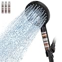 SR SUN RISE Filtered Shower Head with Handheld High Pressure 9 Spray Mode Showerhead Detachable Shower Head Water Softener Filters Beads for Hard Water Remove Chlorine 4 Filters Black
