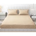 Filymore 300 TC Microfiber Solid Embossed Check Double/King Size Bedsheet with 2 Pillow Covers (90x95 Inches) – Soft, Durable Cream Single Color Bedcover for Home &amp; Hotel Use