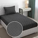 Filymore 300 TC Microfiber Solid Embossed Check Single Bed Bedsheet with 1 Pillow Cover (90x60 Inches) – Soft, Durable Dark Grey Single Color Bedcover for Home &amp; Hotel Use