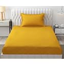 Filymore 300 TC Microfiber Solid Embossed Check Single Bed Bedsheet with 1 Pillow Cover (90x60 Inches) – Soft, Durable Yellow Single Color Bedcover for Home &amp; Hotel Use